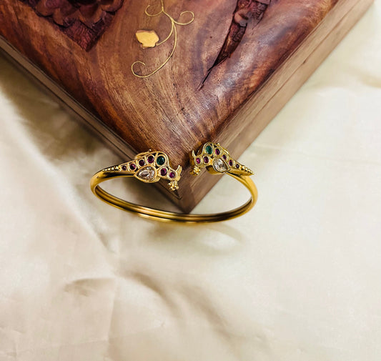 Antique Gold Finish Parrot design Kada
