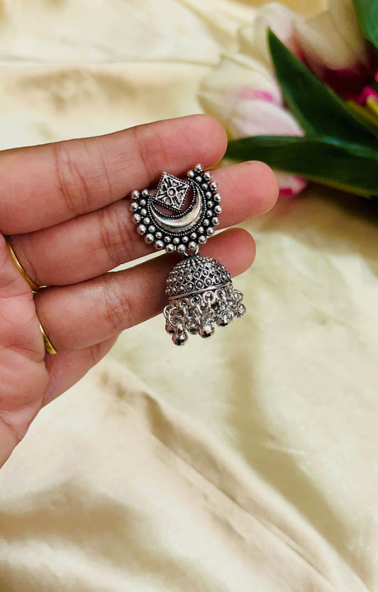 Oxidised Half moon Jhumka
